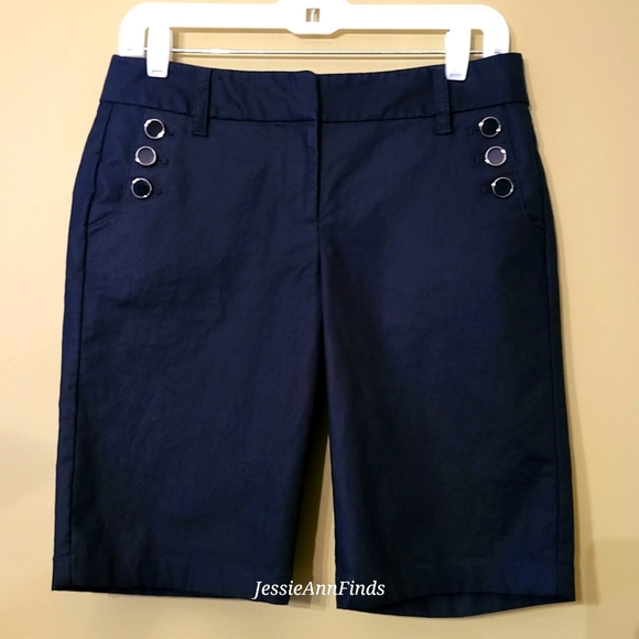 Ann Taylor Navy Blue Nautical Button Bermuda Shorts Women's Size 2 - Picture 11 of 12
